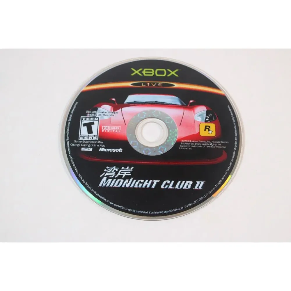 Midnight Club II 2 (Microsoft Xbox, 2003) Authentic, disc only, tested/works